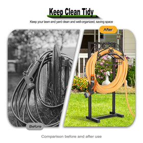 Gayuteay hose holder storage-basket keeps outdoor accessories organized