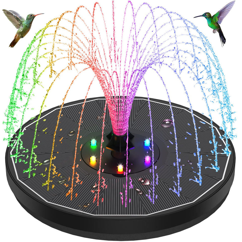 GAIZERL solar fountain front view showcases compact garden design for outdoor spaces.