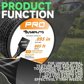 GBAuto 0.095 inch trimmer line, 885 ft length for long use.
