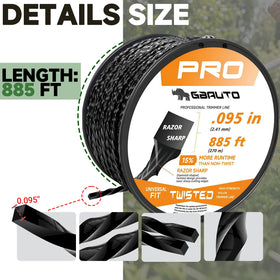 GBAuto high-strength nylon-core 0.095 in trimmer line for durable cutting.
