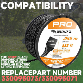 GBAuto square twist outer layers trimmer line reduces resistance and vibration.