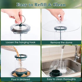Gbekery 360-degree feeding tray with four ports invites multiple birds.