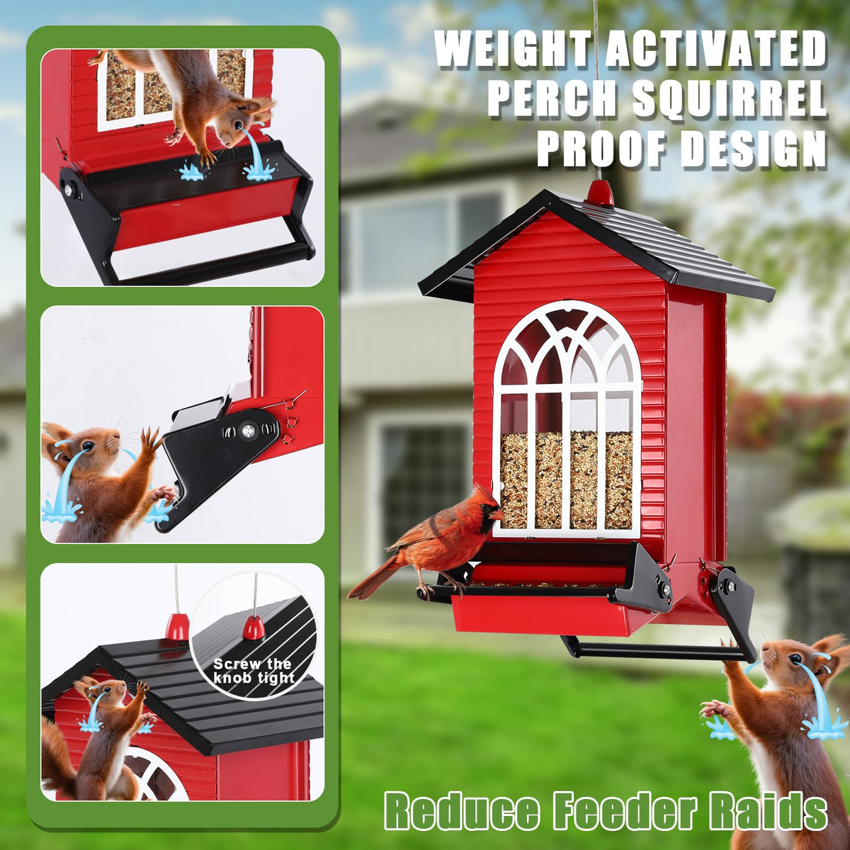 Gbekery 5lb capacity keeps ample seed available for ongoing birdwatching.