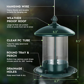 Gbekery bird feeder with 360-degree feeding tray accommodates multiple birds at once.