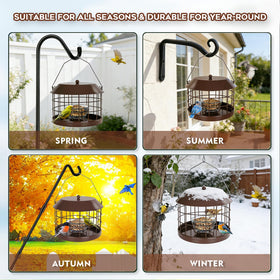 Gbekery brown metal feeder blends with garden settings