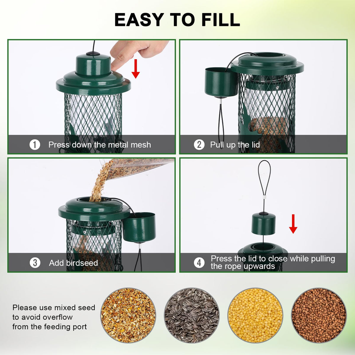 Gbekery detachable bottom enables quick cleaning and healthier birds.