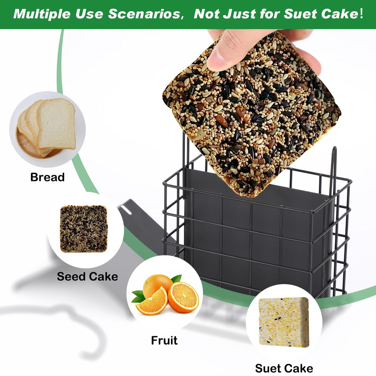 Gbekery double suet capacity bird feeder reduces refills during busy days.