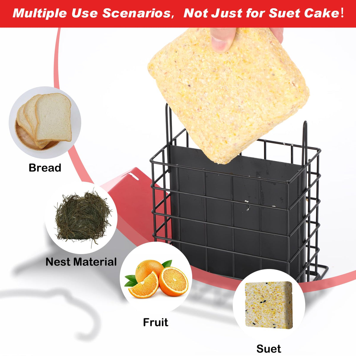GBekery dual-suet capacity supports multiple birds feeding at once