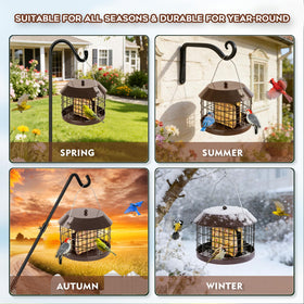 Gbekery durable metal construction aids long-lasting garden bird feeding.