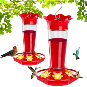 Gbekery glass hummingbird feeder with six ports, top view for multiple birds feeding
