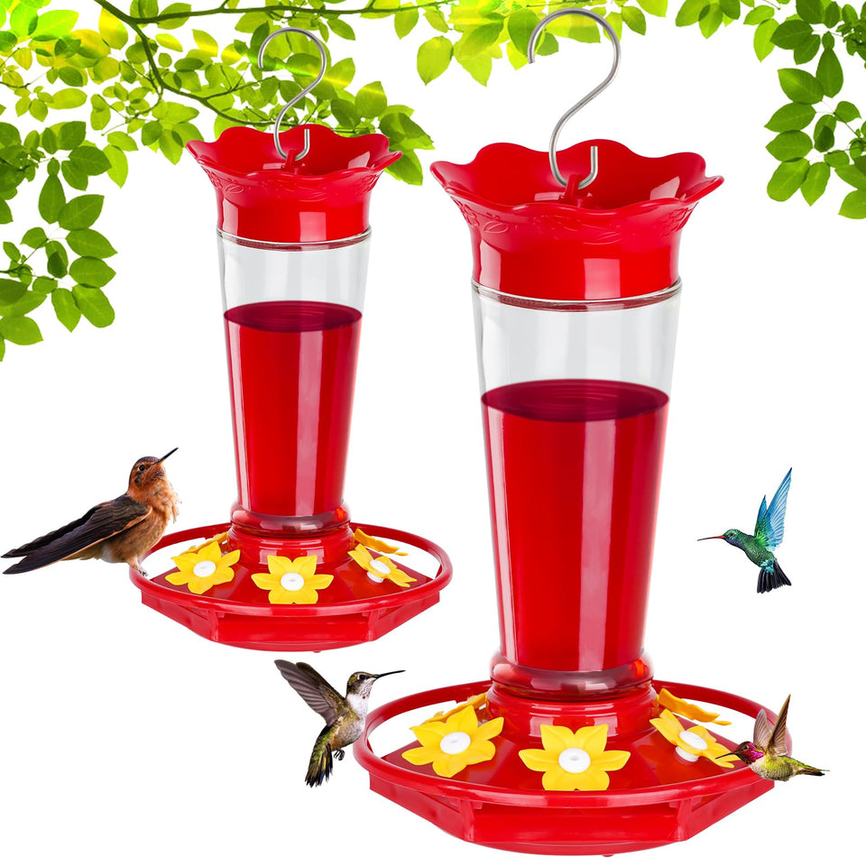 Gbekery glass hummingbird feeder with six ports, top view for multiple birds feeding