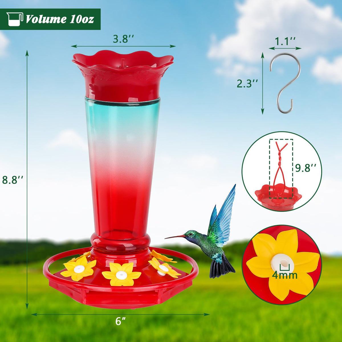 Gbekery leak-proof base reduces nectar spills during outdoor use.