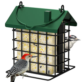 Gbekery all-metal double suet bird feeder outdoors for durable year-round feeding