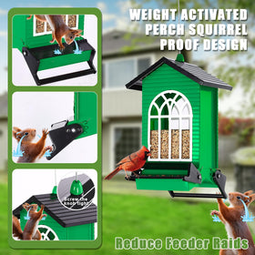 Gbekery green outdoor feeder features a secure lid for protection.