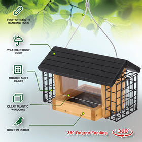 Gbekery large seed hopper capacity reduces refills and keeps birds fed