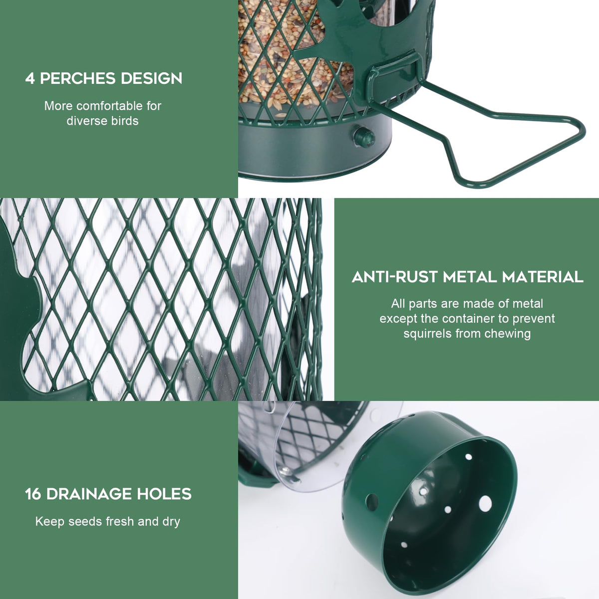 Gbekery feeder features lift-lid for easy filling and mess-free maintenance.