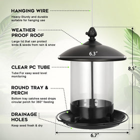 Gbekery metal bird feeder 360-degree tray supports multiple birds at once