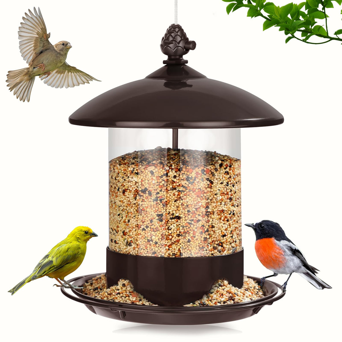 Gbekery metal bird feeder outdoors hanging supports year-round feeding