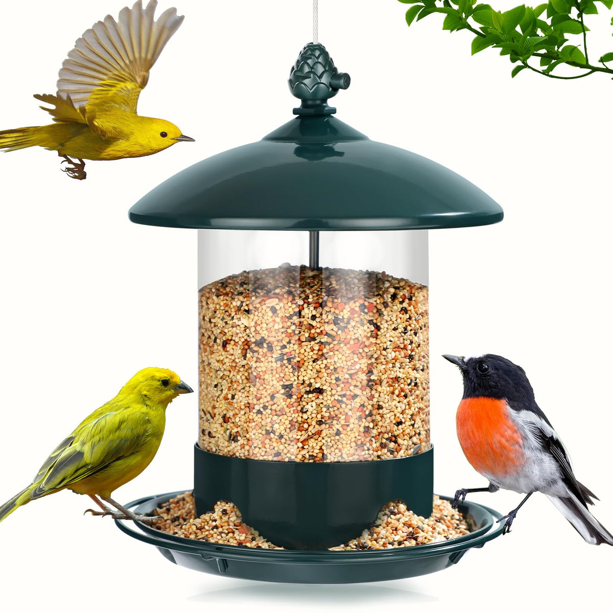 Gbekery metal bird feeder for outdoors hanging — durable, weather resistant for garden birds.