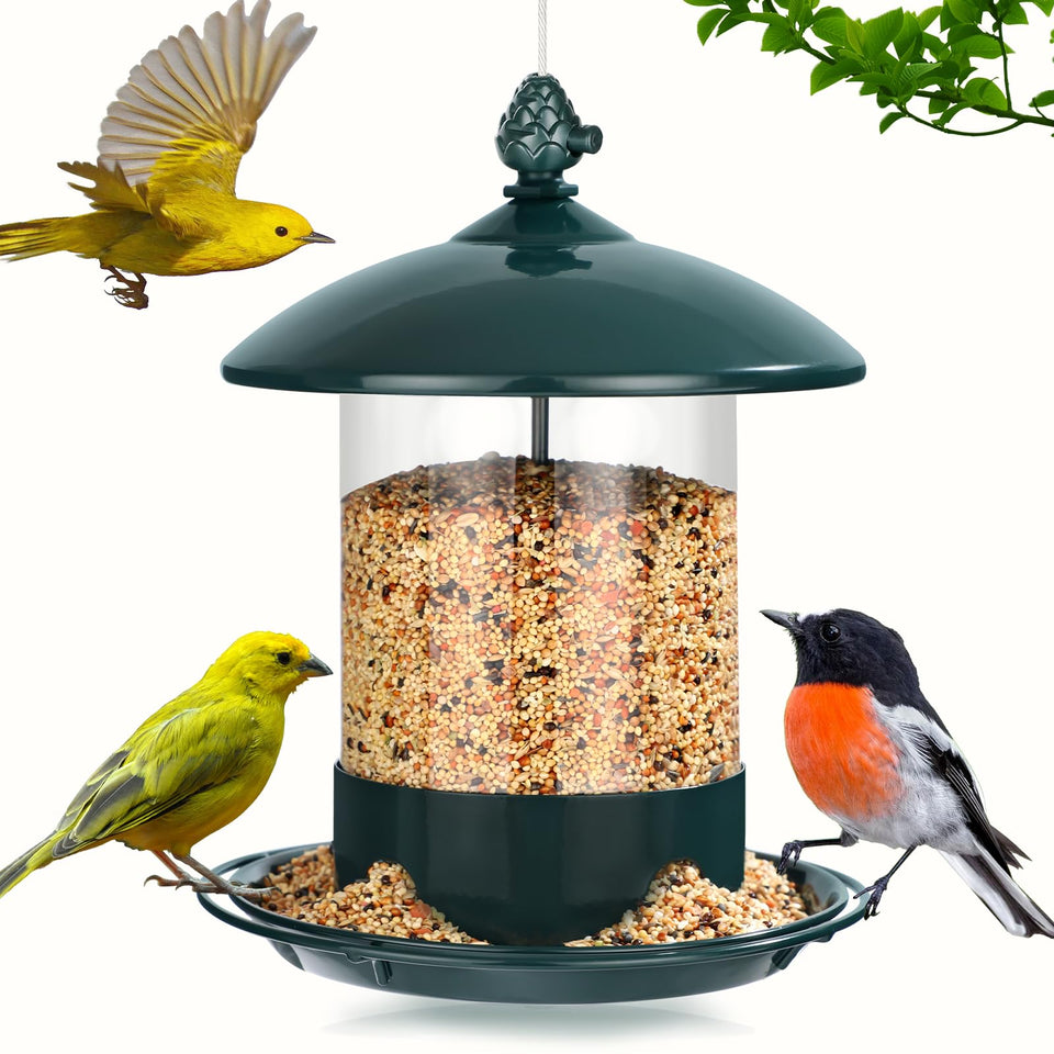 Gbekery metal bird feeder for outdoors hanging — durable, weather resistant for garden birds.