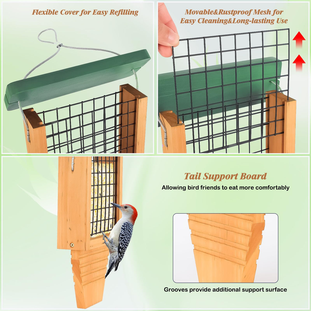 Gbekery movable cover and wire mesh facilitate refilling and cleaning.