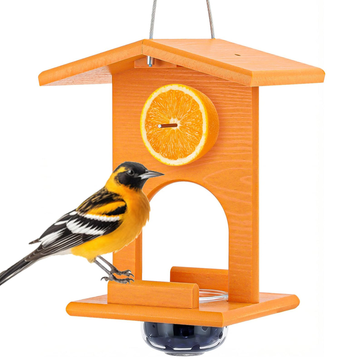 Gbekery Oriole Feeder with outdoor perch for comfortable bird viewing