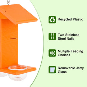 Gbekery Oriole Feeder made from recycled plastic resists weather for year-round use.