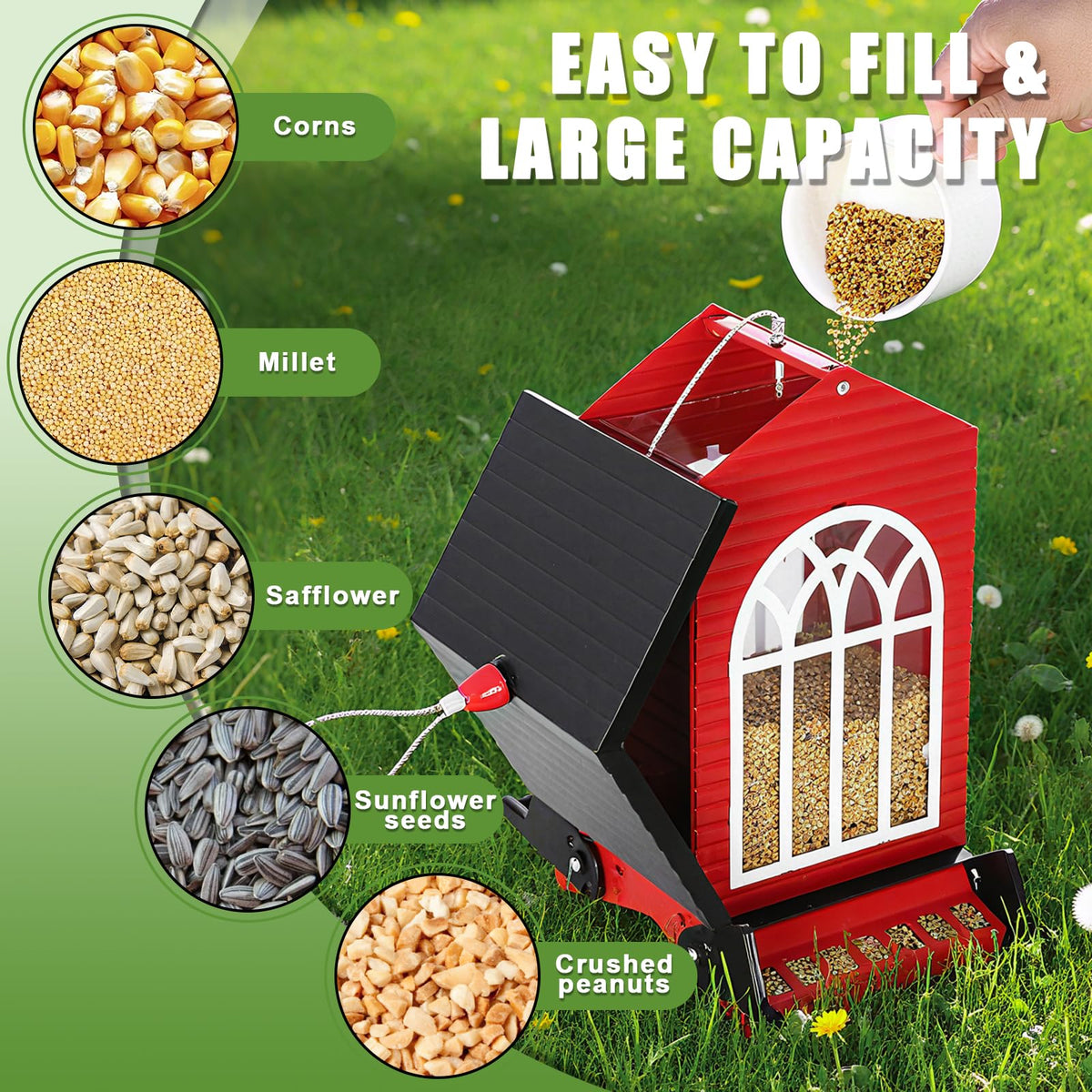 Gbekery clear seed window helps monitor supply at a glance.