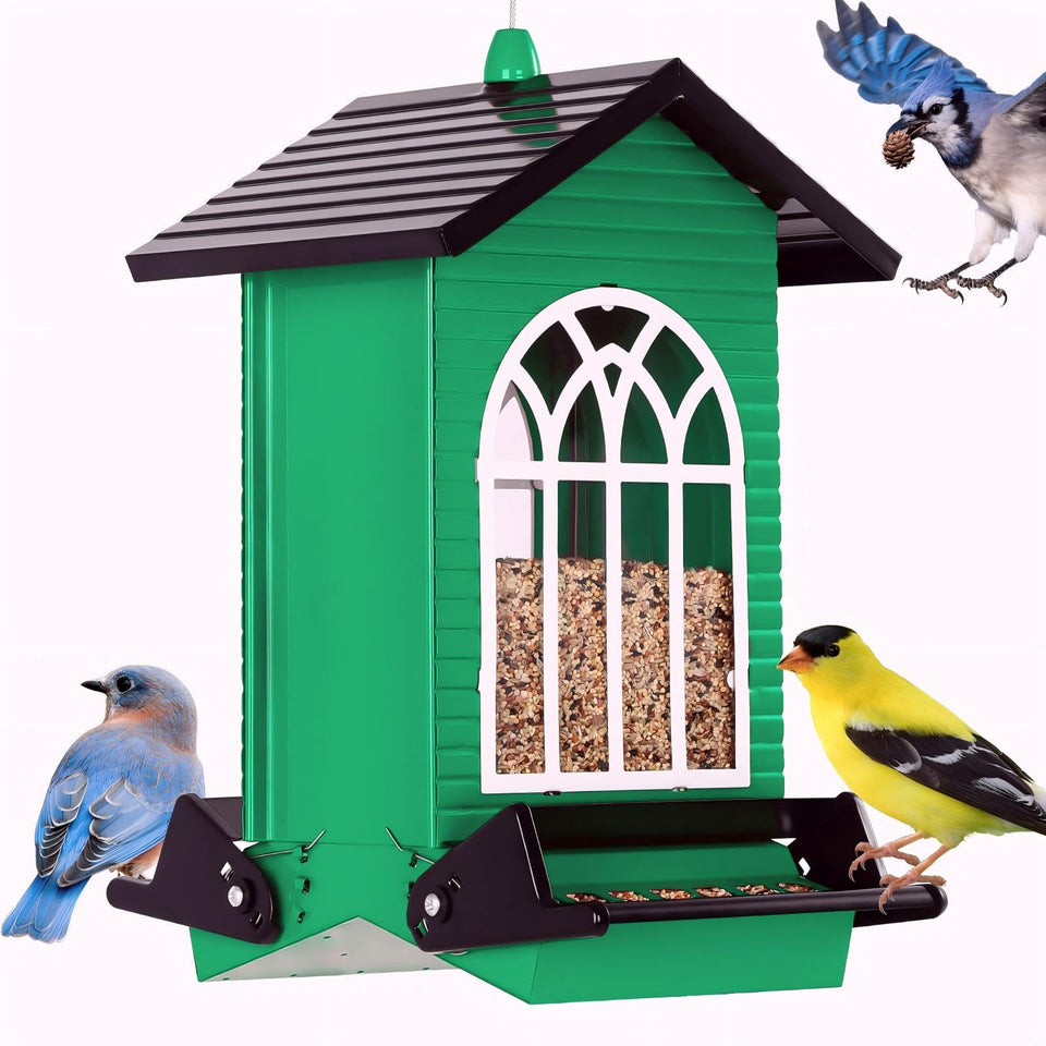 Gbekery squirrel-proof bird feeder with 5-lb capacity for busy backyards.