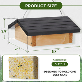 Gbekery Upside-Down Suet Feeder squirrel-proof lid deters clever intruders.