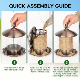 Gbekery weatherproof metal roof shields seeds from wind and rain.