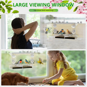 Gbekery window bird feeder drainage holes prevent water buildup and mold.