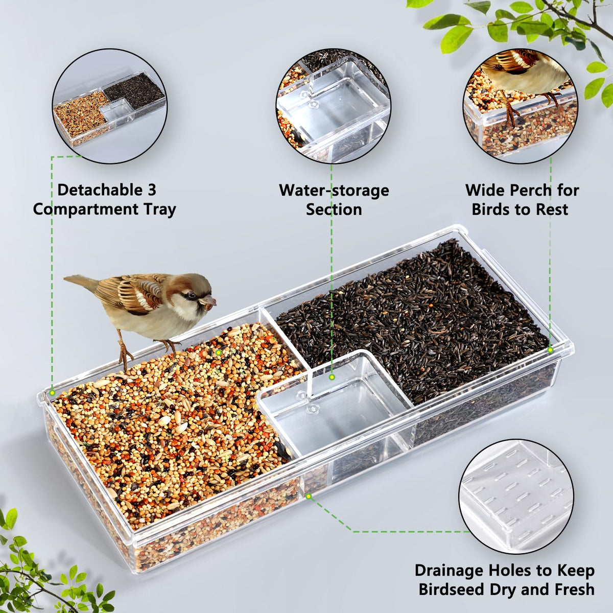 Gbekery window bird feeder with four strong suction cups for secure install.