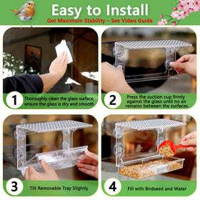 Gbekery window bird feeder tile roof keeps seeds dry in rain.