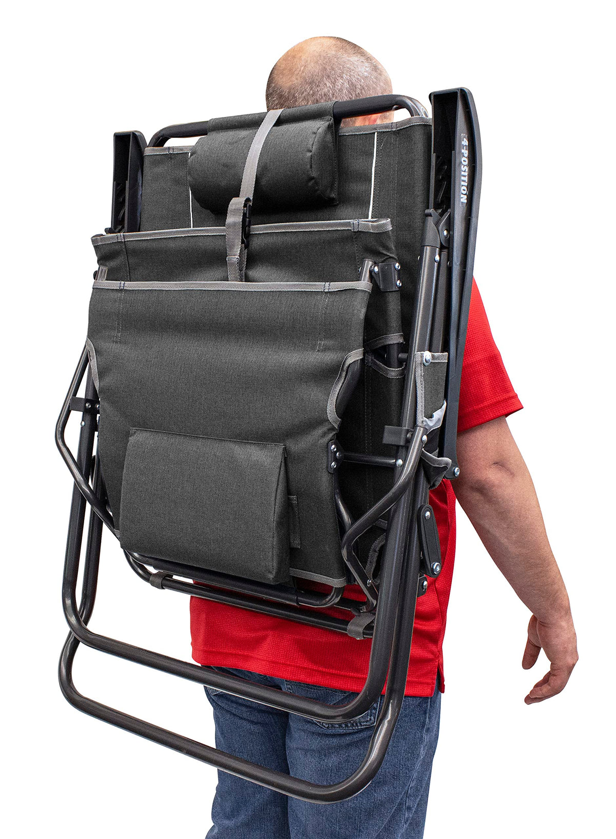 GCI Legz Up Lounger backrest adjustable for multiple seating positions outdoors.