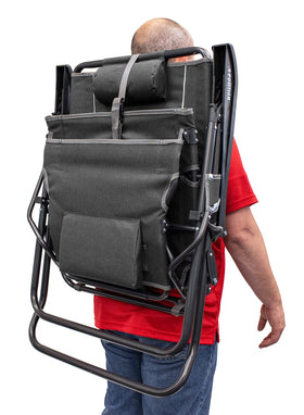 GCI Legz Up Lounger backrest adjustable for multiple seating positions outdoors.