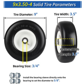 GICOOL 9x3.50-4 side view tire, puncture-proof and maintenance-friendly