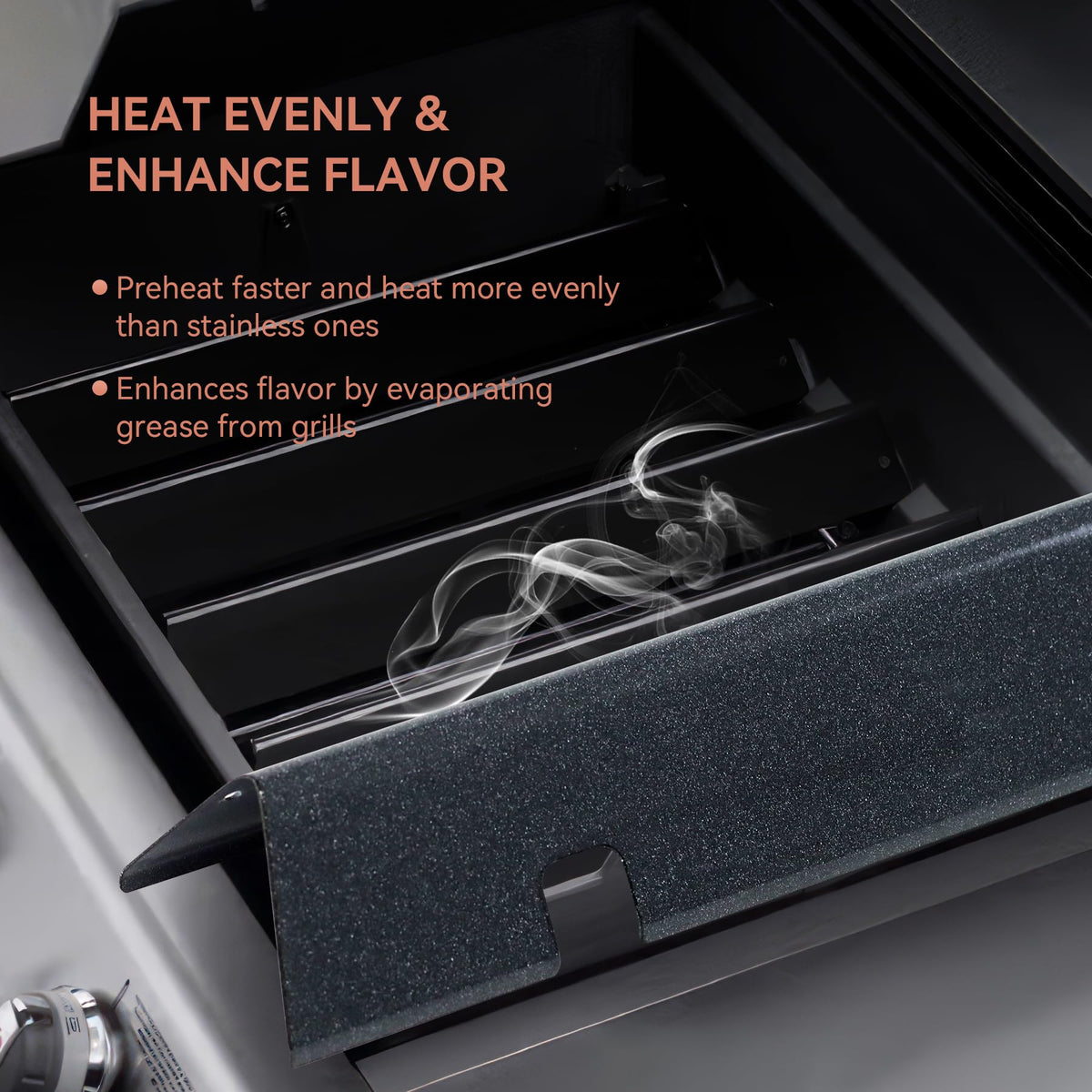 Gcostar 7636 flavorizer bars highlight 16GA porcelain-enameled steel construction for longevity.