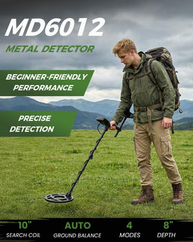 GDDREAM metal detector with 10-inch coil for deeper target detection and broader coverage