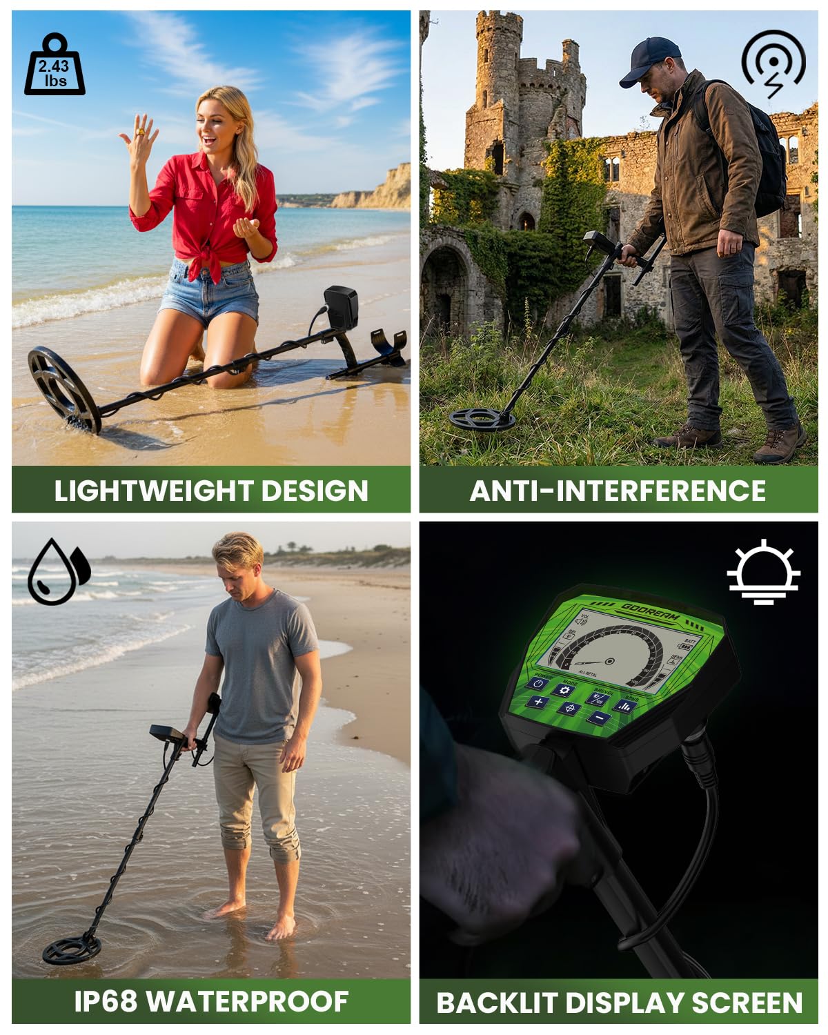 GDDREAM waterproof coil supports beach, riverbank, and damp ground exploration