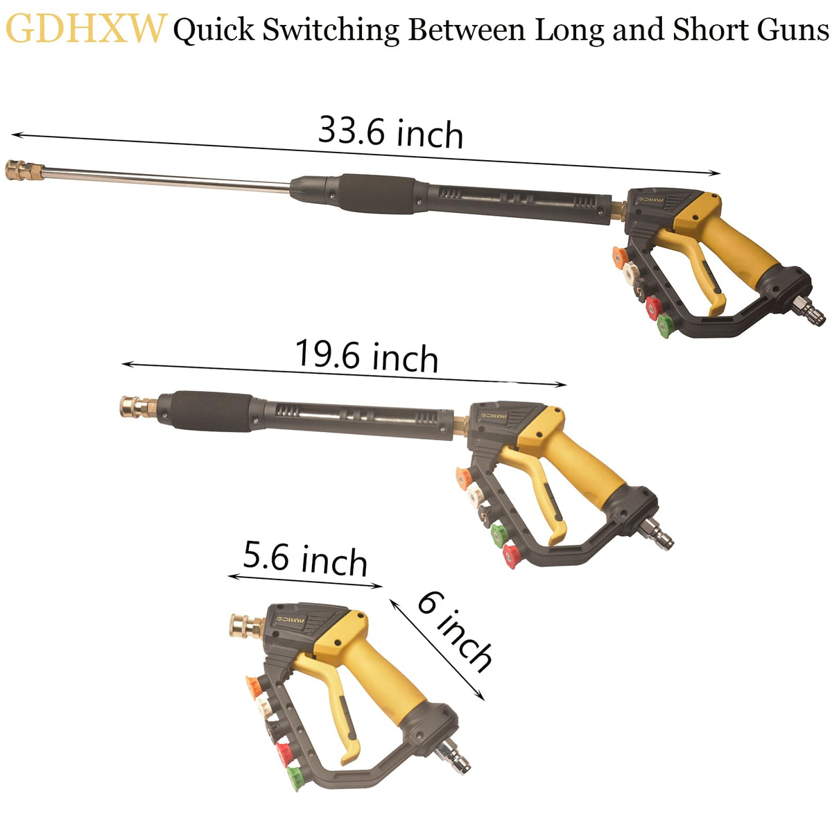 GDHXW extension wand attached for reach-in cleaning of tall surfaces.