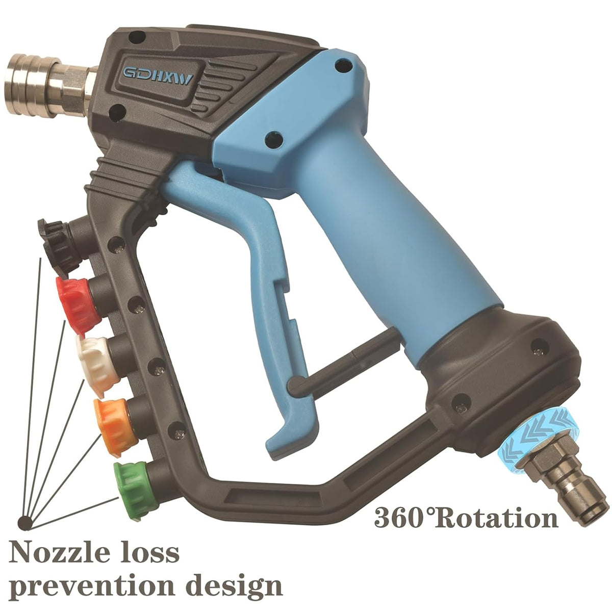 GDHXW five-nozzle set provides versatile spray options for surfaces.