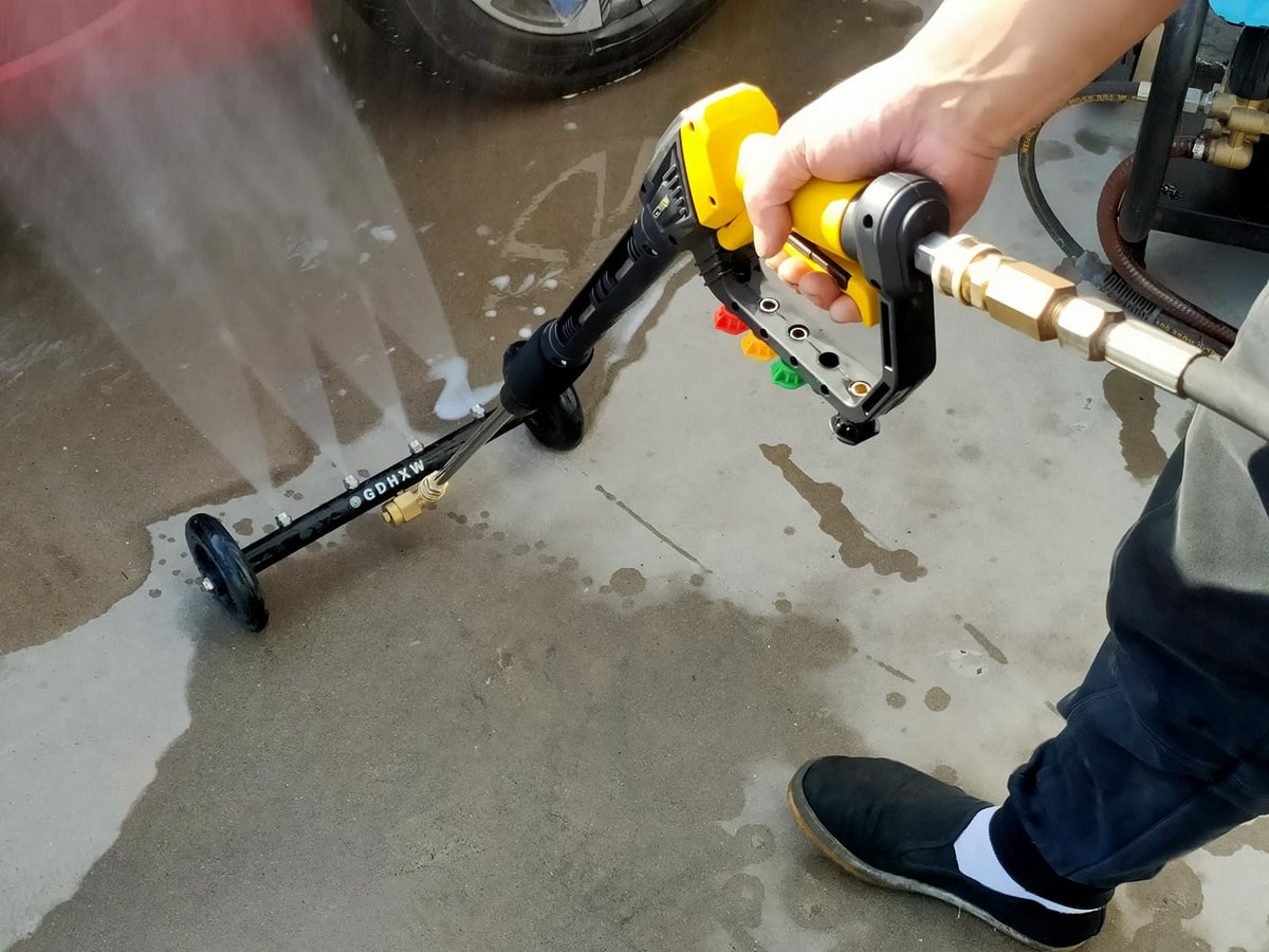 GDHXW pressure washer gun in action for heavy-duty cleaning tasks.