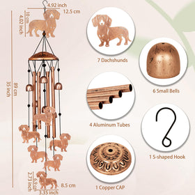 GDNSFIT dachshund wind chimes with bells and tubes produce a crisp, soothing melody