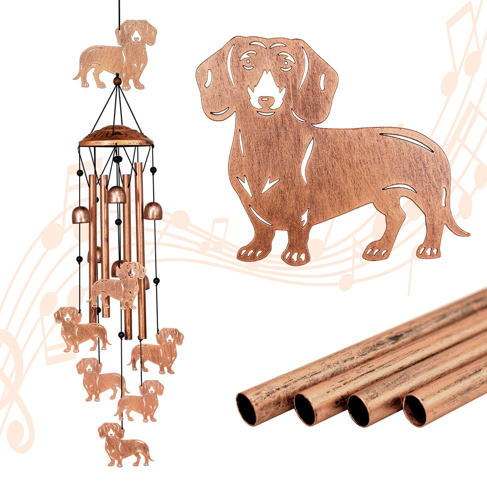 GDNSFIT dachshund wind chimes outdoors enhance garden ambience with gentle tones