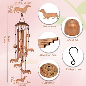 GDNSFIT dachshund wind chimes as garden decor with musical tones