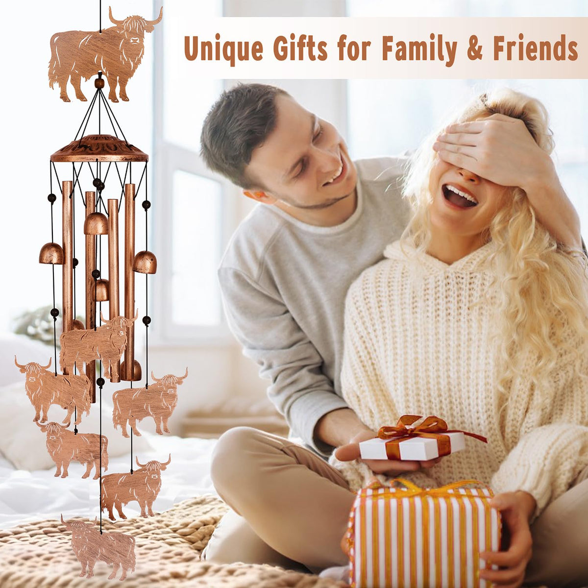 GDNSFIT wind chime built with nylon rope resists weather and color fade