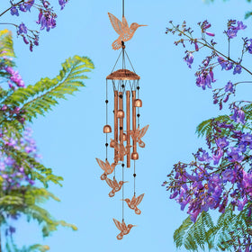 GDNSFIT hummingbird wind chime close-up reveals artisan detailing adding artistic focal point.