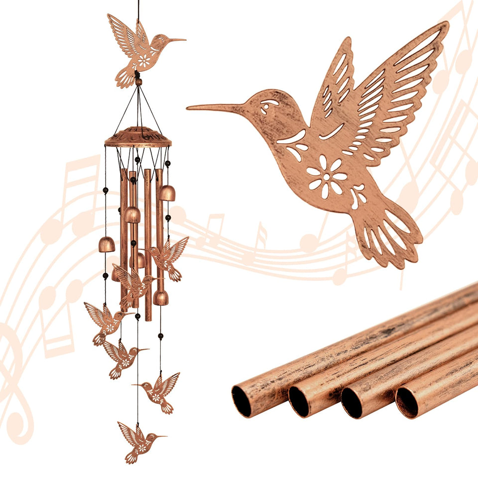 GDNSFIT hummingbird wind chime outdoors enhances curb appeal with graceful movement.