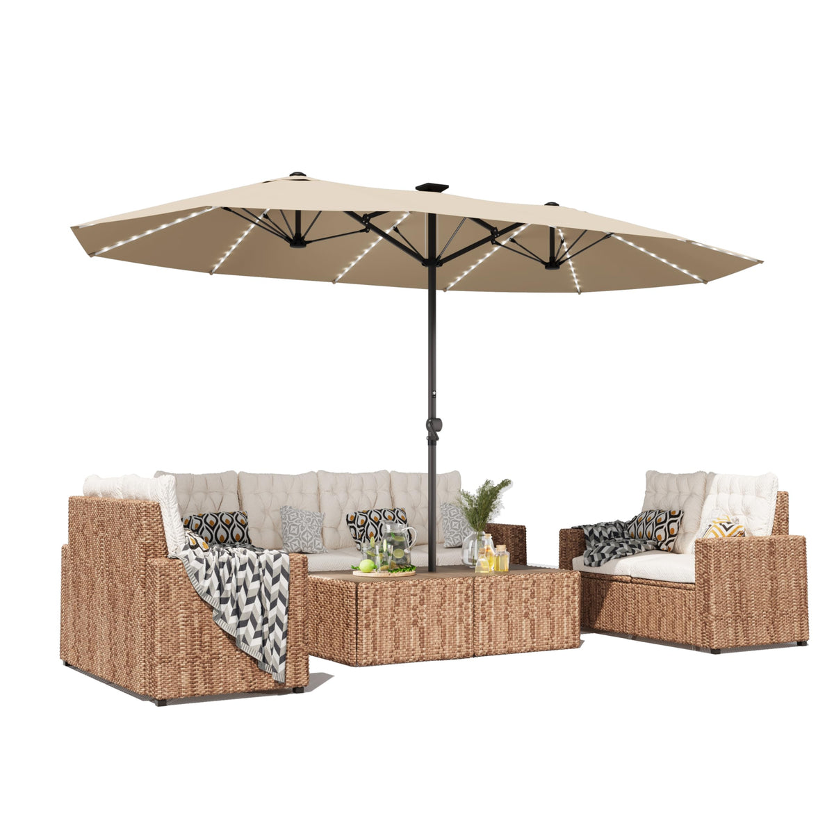GDPFN 15FT patio umbrella with base included in sturdy cross-base shade